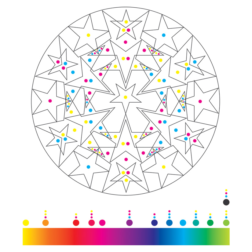 Star pattern with colourful dots